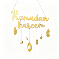 Dekorasi Gantungan Dinding Kayu Ramadan Kareem untuk Festival Muslim Islam dan Pesta