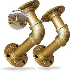 Goud Pijp Plank Beugels Industriële Vintage Muur Gemonteerd Diy Gietijzeren Pijpbeugels Voor Thuis Planken - Product Image 1