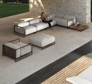 Modern Waterproof Upholstered Outdoor Sofa Set Garden Furniture Aluminum Frame Sectional Sofa For Hotel Resort