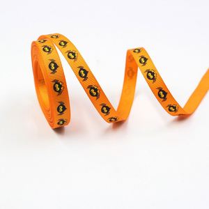 Cinta de grogrén al por mayor de 1 cm con diseño de calabaza de Halloween, de varias longitudes, con purpurina, marca Zexiao, para envolver regalos de Halloween o dulces o traviesas. - Product Image 6
