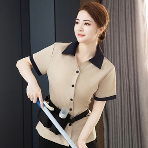 Vêtements <span class=keywords><strong>de</strong></span> travail d'été à manches courtes et col <span class=keywords><strong>en</strong></span> V, respirants, pour le nettoyage des chambres d'hôtel, vêtements <span class=keywords><strong>de</strong></span> travail pour l'entretien ménager, uniformes <span class=keywords><strong>de</strong></span> ménage - Product Image 2