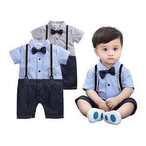 Vente en gros de combinaisons Western à manches courtes et à manches longues avec nœud papillon <span class=keywords><strong>ensemble</strong></span> de costumes formels pour bébés garçons pour les mariages BBRS-006 - Product Image 1