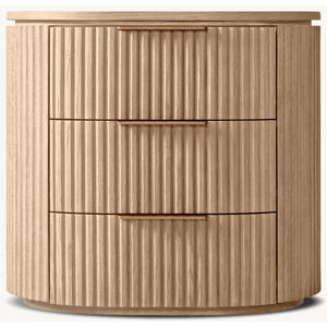 Mesita de Noche Moderna de Madera con 3 Cajones, Color de Madera Personalizado, para Dormitorio - Product Image 1