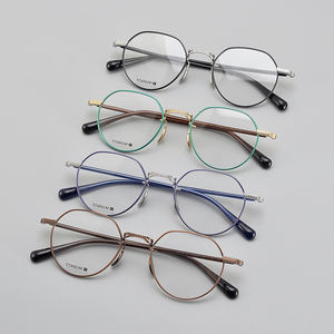 Venta directa de fábrica de Shenzhen, gafas de gama alta para mujer, logotipo personalizado, montura de gafas de titanio puro hecha a mano, moda Retro para <span class=keywords><strong>hombre</strong></span> - Product Image 1