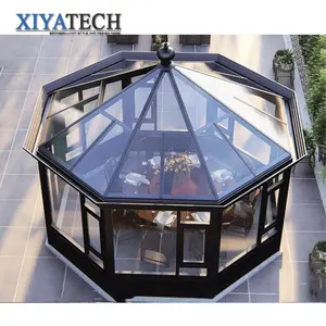 XIYATECH पेशेवर अनुकूलन धातु फ्रेम sunroom स्पष्ट देखने के लिए ग्लास हाउस उद्यान