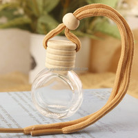 Bouteille diffuseur de parfum pour voiture en verre vide avec bouchon en bois et logo laser, mini format