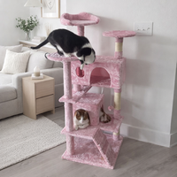 Arbre à chat anti-basculement, écologique et durable, en velours, avec poteaux en sisal, structure d'escalade multi-niveaux en peluche pour chatons et chats adultes d'intérieur
