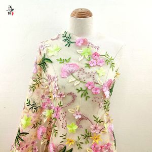 Gebreide brede polyester borduurkant van hoge kwaliteit, kleurrijke bloemenmesh tule kant, Tissu En Dentelle Tul Bordado - Product Image 5