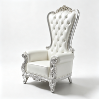 Fauteuil Trône Élégant à Dossier Haut, Chaise Rembourrée de Luxe pour Mariage, Anniversaire, Hôtel, Banquet