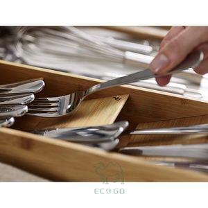 Organizzatore di posate di bambù compatto moderno dal negozio del cassetto-ideale per l'ottimizzazione dello spazio della cucina - Product Image 2