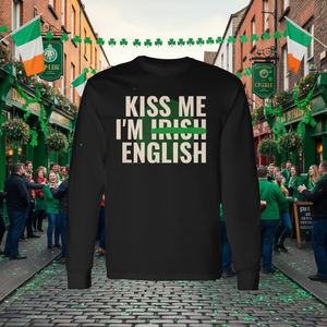Camiseta de manga larga Kiss Me Im Irish English para el Día de San Patricio - Product Image 3