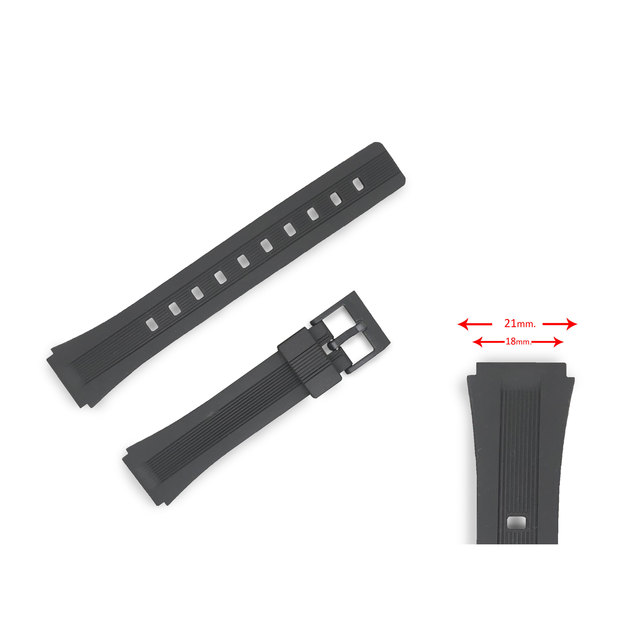 High Quality 18mm Black Sports PU Resin Watch Band Replacement for LK100 Series Watches Made in ES