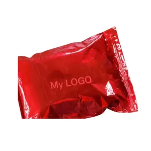 Custom LOGO Printed Pink Clothing T-Shirts Bag Red Frosted Zipper Bag Plastic Packaging Zip Lock Bag