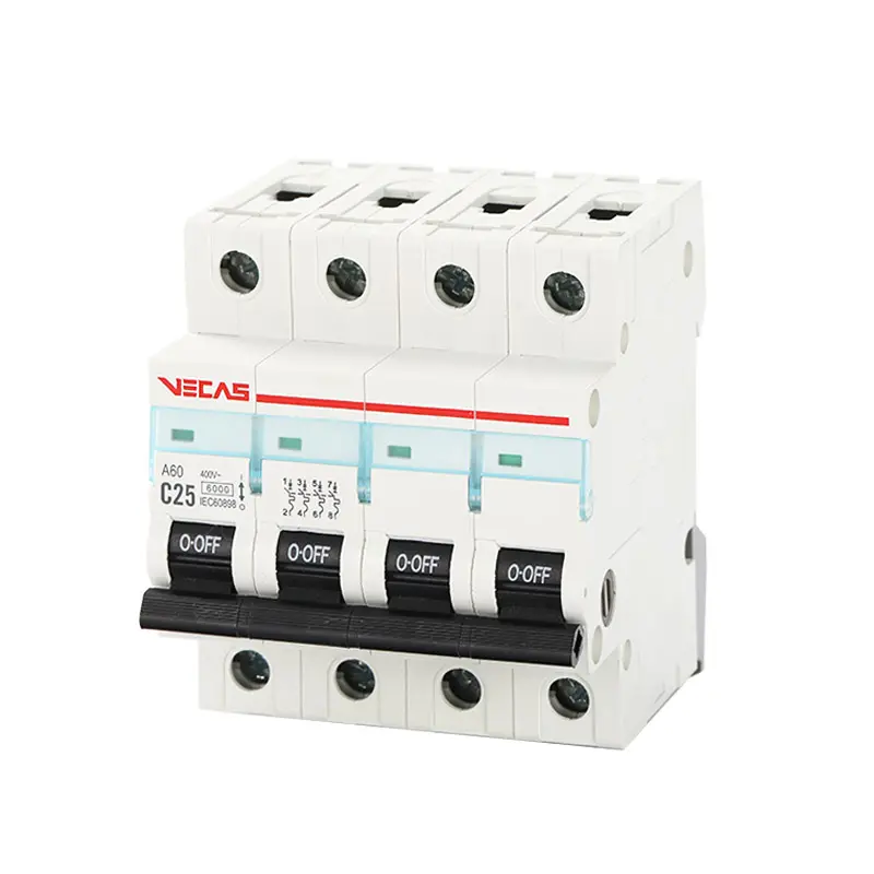 VECAS mini disjuntores elétricos DZ47-63 1 2 pólo pólo 3 4 pólo pólo 230V 400V 10amp 40amp 50amp ac dc mcb circuito em miniatura disjuntor