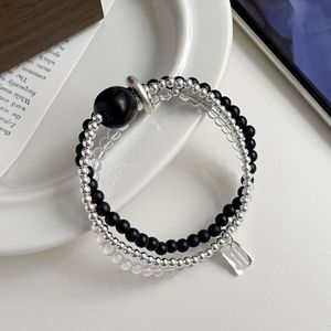 S925 Sterling Silver Three Strand Crystal Sandalwood <b>Beaded</b> <b>Bracelet</b> For Women Everyday Wear - Product Image 2