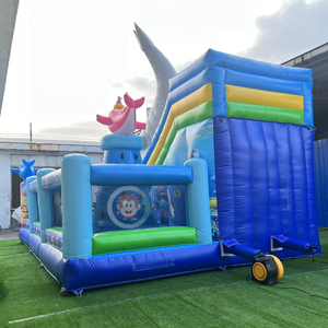 Château gonflable commercial sur le thème des requins avec toboggan et <span class=keywords><strong>tour</strong></span> d'escalade - Product Image 4