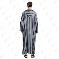 Robe Abaya de luxe pour hommes Ramadan et Eid à manches longues Thobe marocain à capuche respirant TR Stripe Maroc Robe