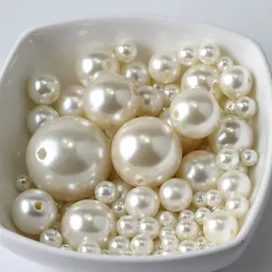 3/4/5/6/8/10/12/14/16/18/20毫米塑料白色珍珠珠DIY批发珠宝制作散珠500克