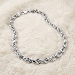 Ear enlace oem odm Wholesale Silver Plated <b>Rope</b> <b>Chain</b> Necklaces Twisted Braided <b>Chain</b> Jewelry For Men Women - Product Image 2