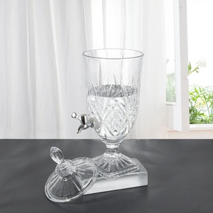 Large Glass Juice Dispenser Wholesale Clear Special Embossed Vintage Party Use Glass Buffet Beverage Dispenser with <b>Stand</b> Spigot - Product Image 3