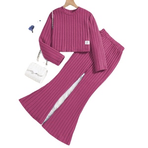 Adorabili Completi Casual a Tinta Unita per Bambina 6-12 Anni, Abbigliamento per Ragazze, Set di Vestiti per Bambina - Product Image 1