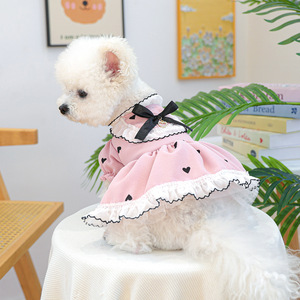 Spring Summer New Pet Dress Clothes For Dogs <b>Cats</b> Dot Bow Skirt With Traction <b>Ring</b> Puppy Clothing Pet Shirts - Product Image 5