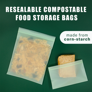 שקיות אחסון מזון ניתנות לסגירה חוזרת, מודפסות בהדפסת גרוור, מתכלות, מבוססות חומרים ביולוגיים, ידידותיות לסביבה, בגודל גלון לשימוש ביתי - Product Image 5