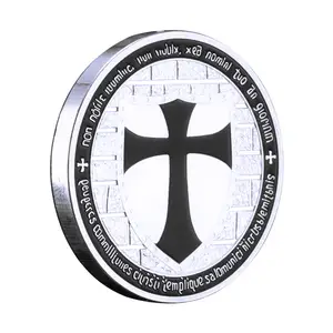 Ridder Templar Badge Verzilverde Munt Verzamelbare Souvenir Geschenk Ridder Herdenkingsmunt