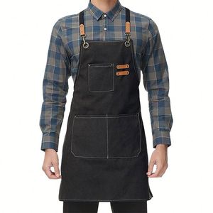 Tablier de jardin personnalisé en coton robuste, imperméable et durable pour cuisine, chef, barista, barbecue, bar, coiffeur, femmes et hommes - Product Image 1
