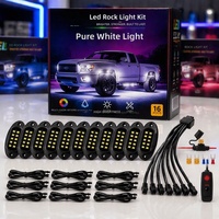 Reinweiße LED-Felsleuchten-Set mit 4 Stroboskopmodi, Plug-and-Play & Vorverdrahtet 6500K mit Schalter, Kabelbaum, Verlängerung, Sicherung, Wasserdicht