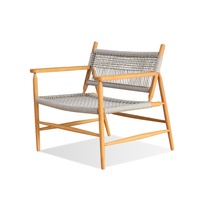 Ensemble de chaises de jardin d'extérieur de qualité commerciale pour villa et hôtel, en bois massif moderne et de luxe, avec cordes, pour balcon et resort, fournisseur de Foshan