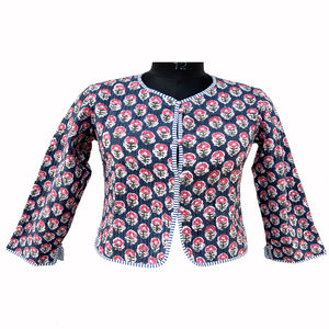 Chaqueta de Forro Polar de Algodón Transpirable con Estampado Indio Premium, Chaqueta Corta de Invierno Reversible con Estampado Floral Bohemio para Mujer - Product Image 2