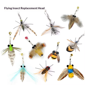 Jouet pour <span class=keywords><strong>chat</strong></span> réaliste <span class=keywords><strong>et</strong></span> écologique, grande tête d'insecte de remplacement, plume, fil de fer, cloche, baguette de stimulation, exercice, petit insecte volant - Product Image 5