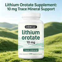 Capsules d'orotate de lithium OEM 10 mg, 240 unités, complément alimentaire végétarien pour la gestion de l'énergie des adultes, prêt pour l'étiquetage privé