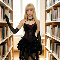 Robe Corset Gothique en Velours pour Filles, Style Lolita avec Traîne, Costume de Cosplay Anime pour Enfants pour Fête d'Halloween et Spectacle