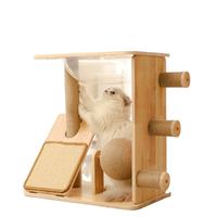 Grand arbre à chat en bois massif avec lit intégré pour chat, capsule spatiale extra-large et poteau en sisal