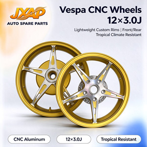 โรงงาน JAXP ขายส่ง<span class=keywords><strong>ล้อ</strong></span>อะลูมิเนียมแบบกำหนดเองสำหรับ <span class=keywords><strong>VESPA</strong></span> ขนาด 12x3.0J สลักลาย CNC หลายสี - Product Image 2