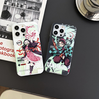 Nouvelle coque de téléphone en film double face avec bouton métallique, motif dessin animé Demon Slayer, anti-lumière bleue, pour iPhone 17 Pro Max 16 11 XS, coque arrière IMD