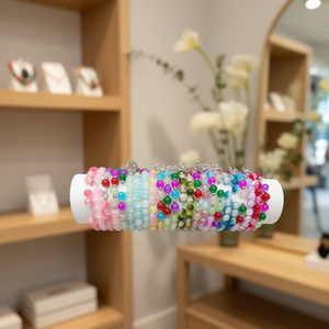 Bracciale con perline di vetro Bazi, ciondolo rotondo colorato, gioielli di moda fatti a mano in acciaio inossidabile, set da 24 pezzi - Product Image 3