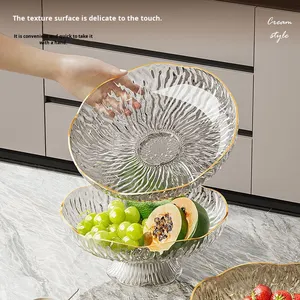 <span class=keywords><strong>Assiette</strong></span> à fruits élégante en plastique de luxe avec égouttoir pour table de salon et rangement de collations - Product Image 5