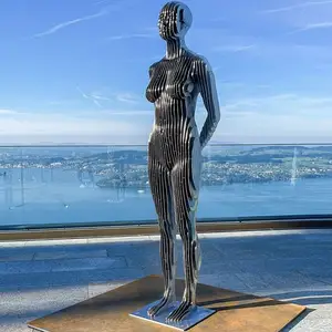 Modern City Square Decoration Life Size Stainless Steel Disappear Abstract Figure Man Sculpture