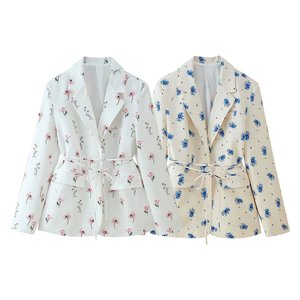 <span class=keywords><strong>Blazer</strong></span> Pendek Wanita Eropa dan Amerika, Model Kerah Berenda dengan Cetakan Dua Warna, Terlaris - Product Image 2