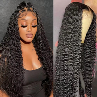 Pelucas de Cabello Humano con Frente de Encaje Transparente HD, Peluca Rizada Profunda con Cierre de Encaje, Pelucas Frontales 13x4 13x6 para Mujeres Negras