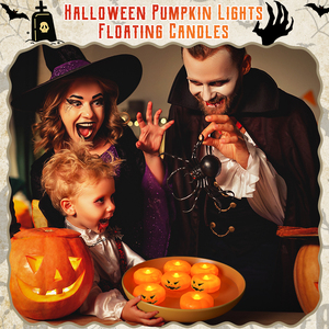 Guirlande lumineuse LED en forme de citrouille fantôme à piles avec télécommande, décoration flottante pour Halloween - Product Image 3