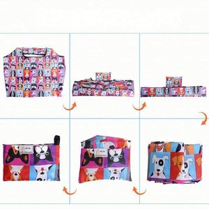 Custom Cartoon Superet Foldable Tote Storage Bag Eco-friendly Reusable Waterproof <b>Folding</b> Shopping Bag in a Pocket - Product Image 4