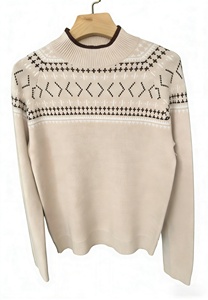 ODE/OEM Women's Viscose Polyester Blend Mock Neck Sweater, Nordic Geometric Jacquard Knit <b>Pullover</b>, Casual Winter <b>Jumper</b> - Product Image 2