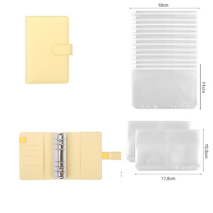 Cash Envelopes PU Leather Binder A6 Budget Binder 6 Ring Binder With 12-Pack Clear Plastic Envelopes