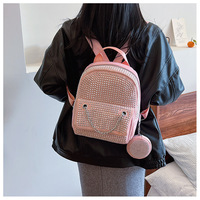 Diamant brillant sac à dos femmes 2 pièces en cuir PU cartable porte-monnaie ensemble luxe cristal sacs à dos pour dames