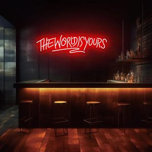 Insegna al Neon 'The World Is Yours', Luce LED Personalizzata Alimentata USB per Casa, Camera da Letto, Soggiorno, Ufficio, Bar, Decorazione Murale, Feste - Product Image 4
