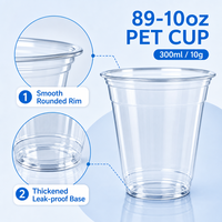 Gobelet jetable en plastique transparent empilable de qualité alimentaire PET 89-10oz avec couvercles pour boissons froides
